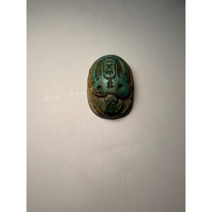 Rare Egyptian Scarab Beetle Ancient Antique Handmade Stone With Hieroglyphs